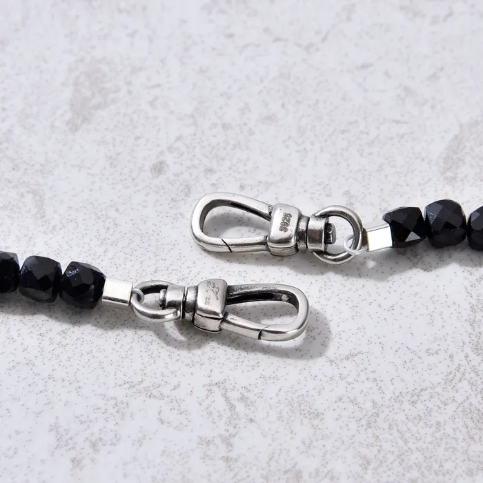 KALIFANO Bracelets 4mm Black Tourmaline Faceted Cube 21 Necklace Multi wrap Bracelet