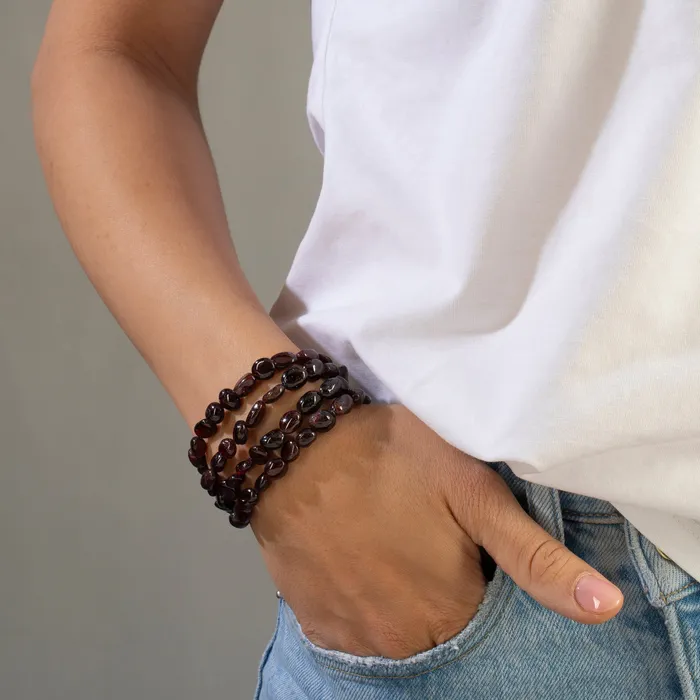KALIFANO Bracelets 8mm Garnet 30 Necklace Multi wrap Bracelet