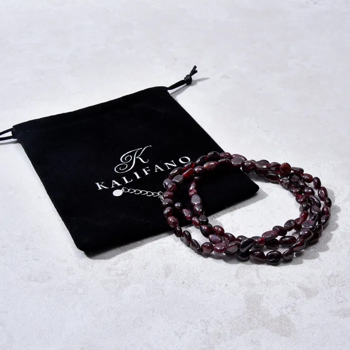 KALIFANO Bracelets 8mm Garnet 30 Necklace Multi wrap Bracelet