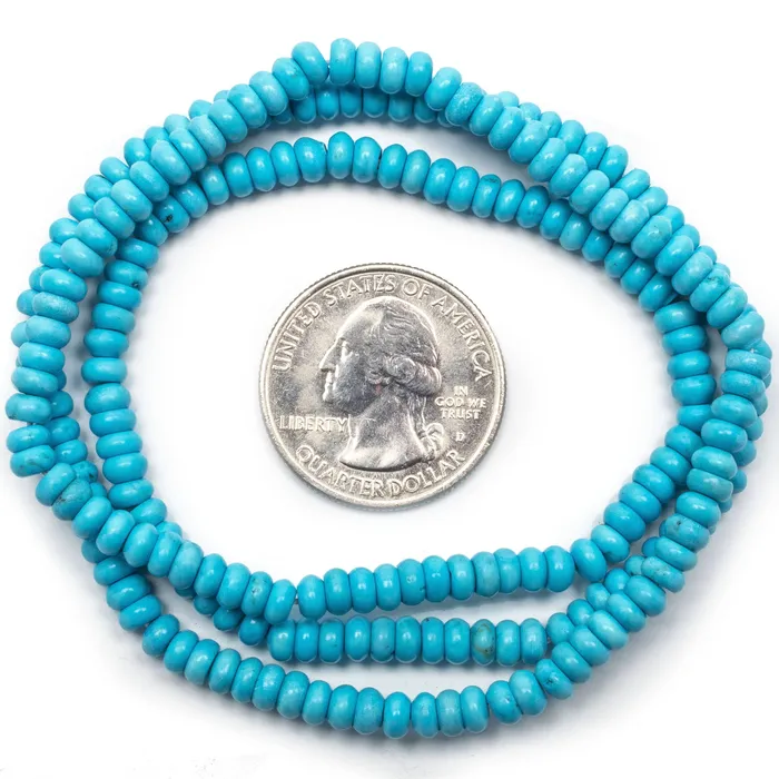 Kalifano Bracelets Turquoise Disc Gemstone Triple Wrap Elastic Bracelet