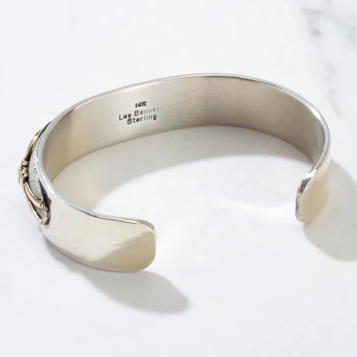 Kalifano Lee Bennett 14K Gold Feather USA Native American Made 925 Sterling Silver Cuff Rings