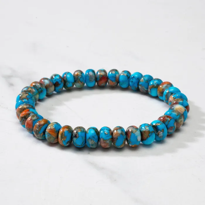 Kalifano Malachite Gemstone 11mm Beads Elastic Bracelet Bracelets