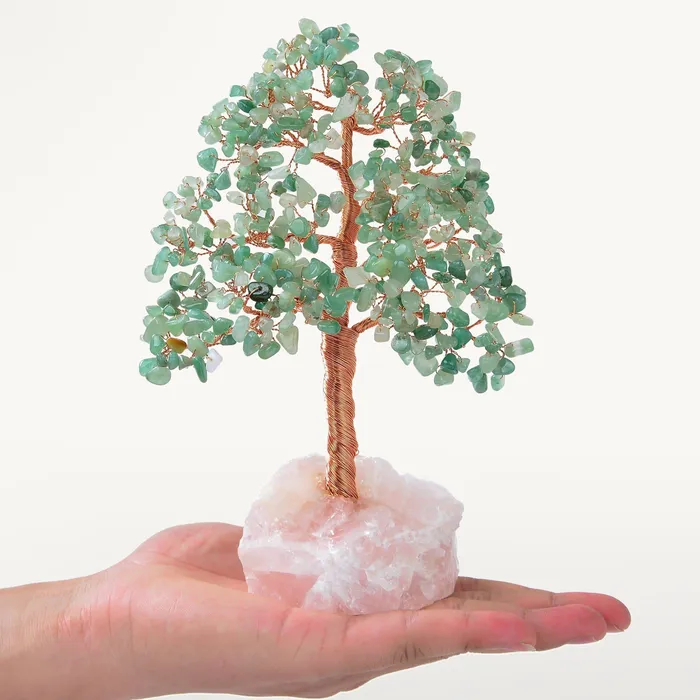 Kalifano Necklaces Aventurine Bonsai Tree of Life with 414 Crystals