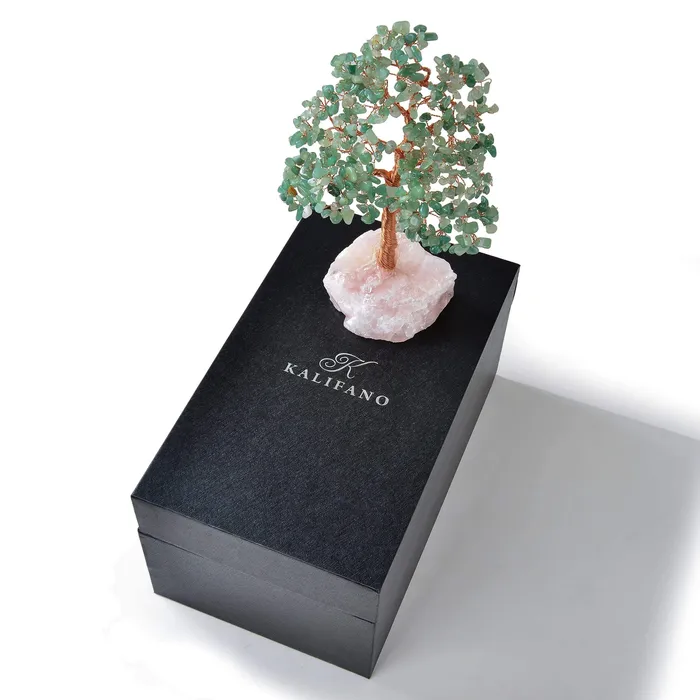 Kalifano Necklaces Aventurine Bonsai Tree of Life with 414 Crystals