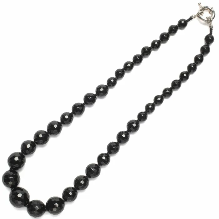 KALIFANO Necklaces Black Agate Gemstone Bead Necklace