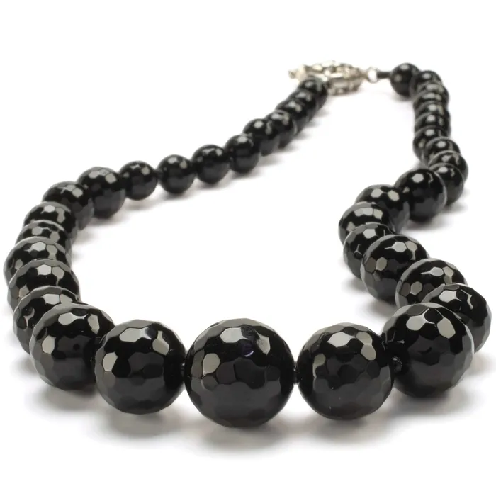 KALIFANO Necklaces Black Agate Gemstone Bead Necklace