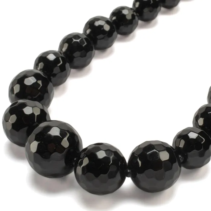 KALIFANO Necklaces Black Agate Gemstone Bead Necklace