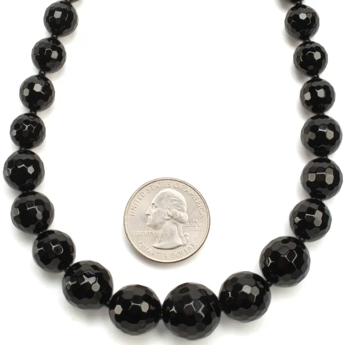 KALIFANO Necklaces Black Agate Gemstone Bead Necklace