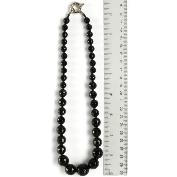 KALIFANO Necklaces Black Agate Gemstone Bead Necklace