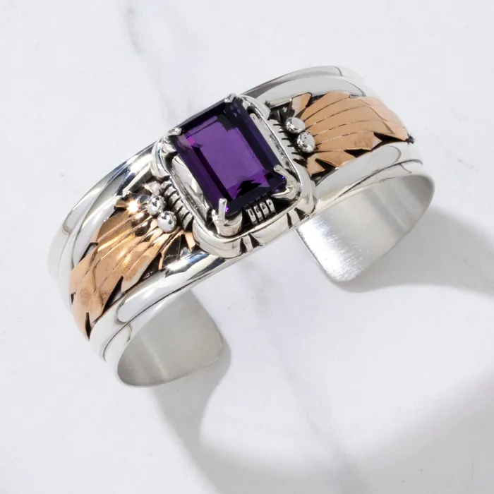 Kalifano Rings Amethyst Navajo USA Native American Made 12K Gold Filled 925 Sterling Silver Cuff Kalifano Rings Amethyst Navajo USA Native American Made 12K Gold Filled 925 Sterling Silver Cuff