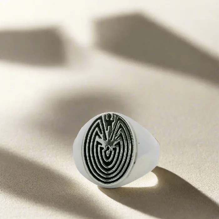 Kalifano Rings Man in Maze Hopi USA Native American Made 925 Sterling Silver Ring Kalifano Rings Man in Maze Hopi USA Native American Made 925 Sterling Silver Ring