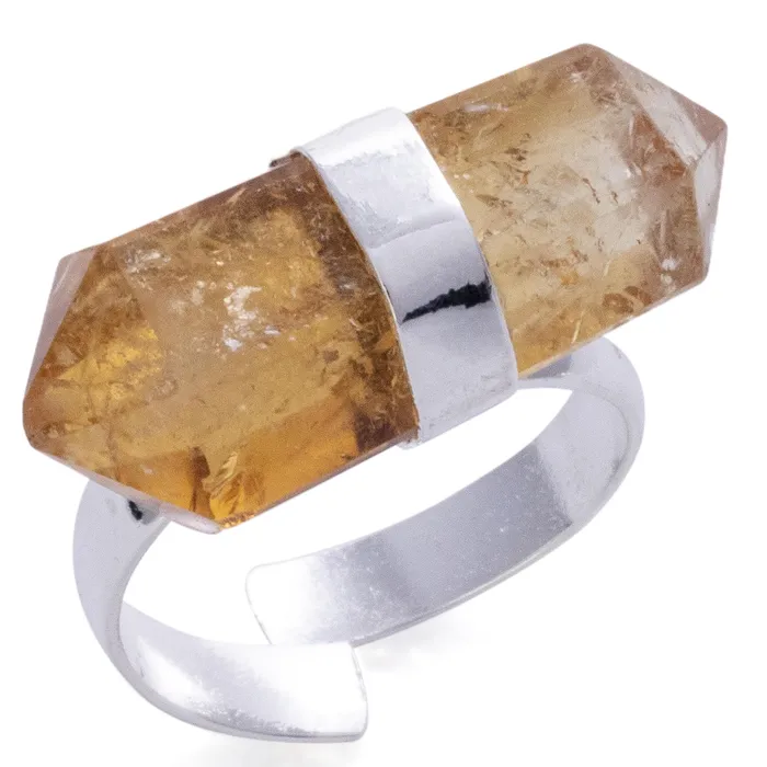 Kalifano Silver Plated Citrine Adjustable Ring Rings