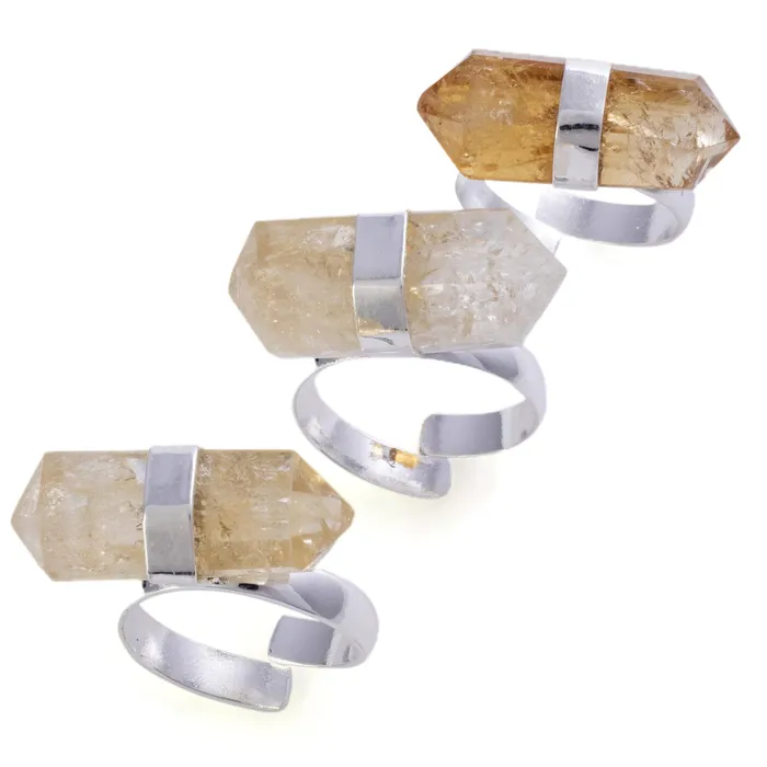 Kalifano Silver Plated Citrine Adjustable Ring Rings