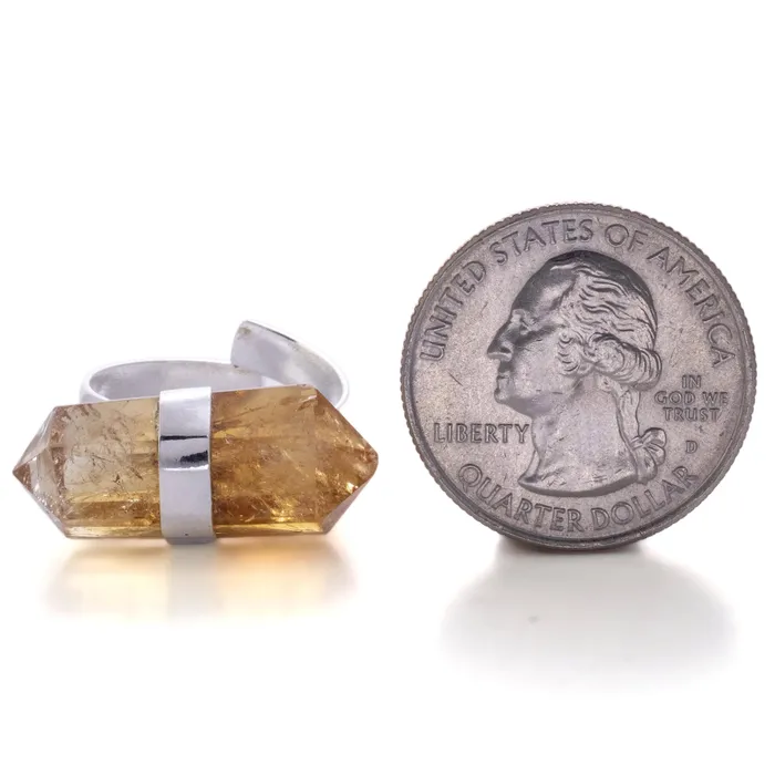 Kalifano Silver Plated Citrine Adjustable Ring Rings