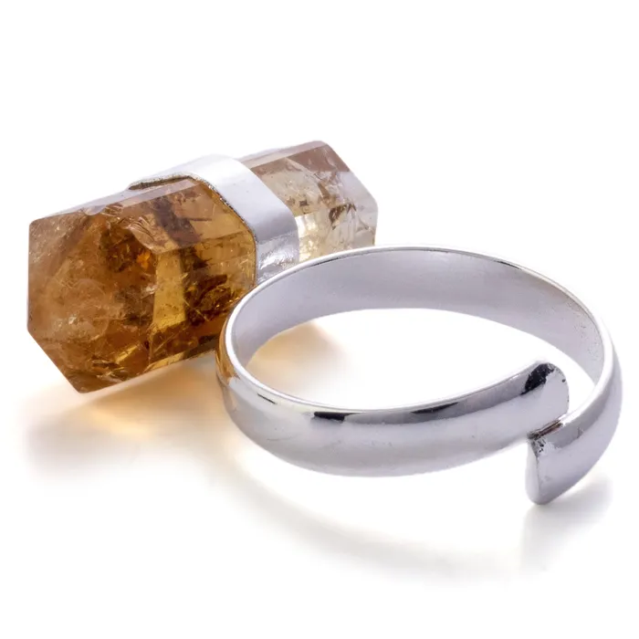 Kalifano Silver Plated Citrine Adjustable Ring Rings