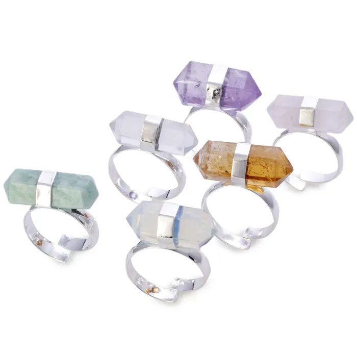 Kalifano Silver Plated Citrine Adjustable Ring Rings