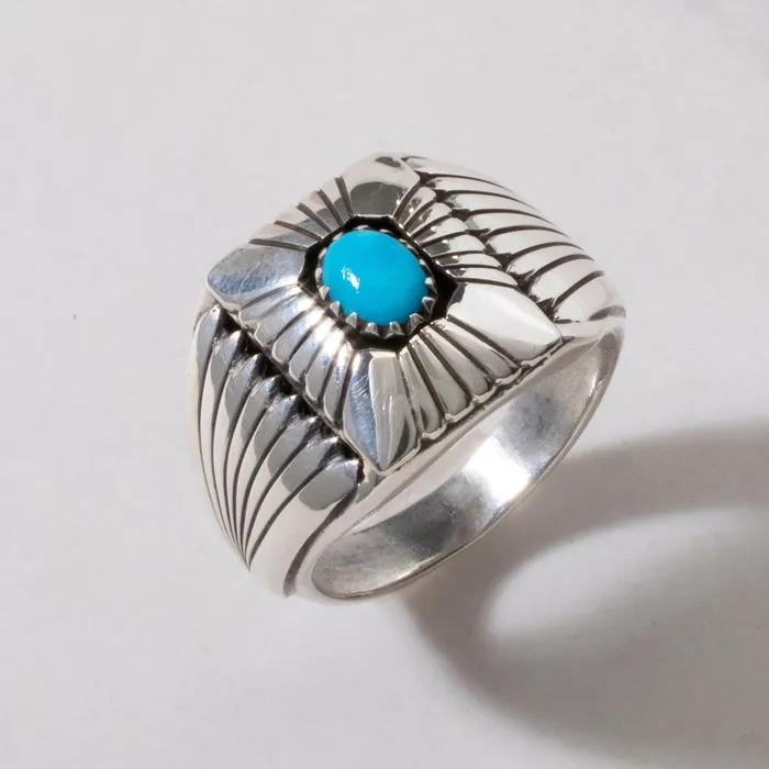 Kalifano Sleeping Beauty Turquoise Navajo USA Native American Made 925 Sterling Silver Ring Rings Kalifano Sleeping Beauty Turquoise Navajo USA Native American Made 925 Sterling Silver Ring Rings