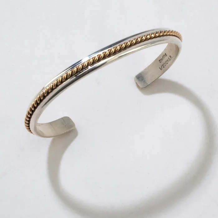 Kalifano Twisted Rope Navajo USA Native American Made 12K Gold Filled 925 Sterling Silver Cuff Rings Kalifano Twisted Rope Navajo USA Native American Made 12K Gold Filled 925 Sterling Silver Cuff Rings