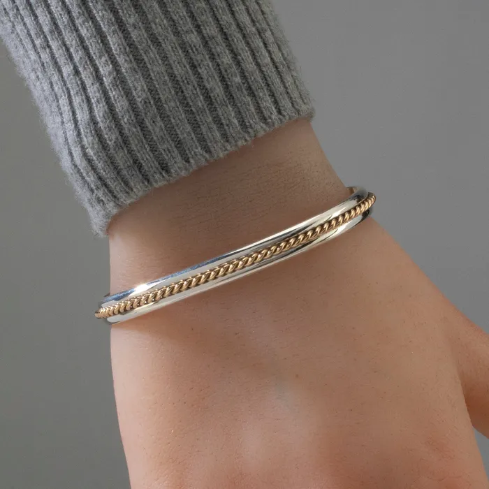 Kalifano Twisted Rope Navajo USA Native American Made 12K Gold Filled 925 Sterling Silver Cuff Rings