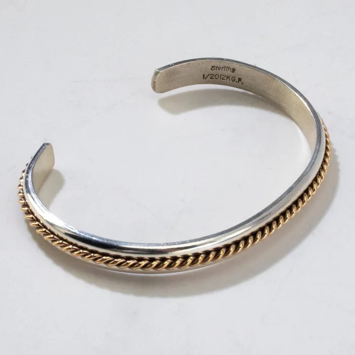 Kalifano Twisted Rope Navajo USA Native American Made 12K Gold Filled 925 Sterling Silver Cuff Rings