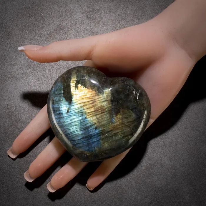 Labradorite Gemstone Heart Carving 300g 35in KALIFANO Necklaces