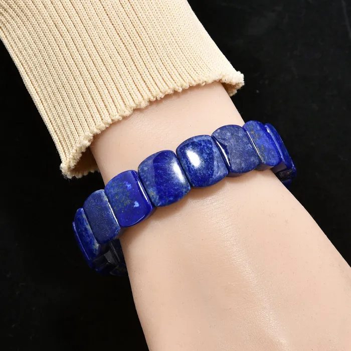 Lapis 15mm Gemstone Elastic Bracelet Kalifano Bracelets