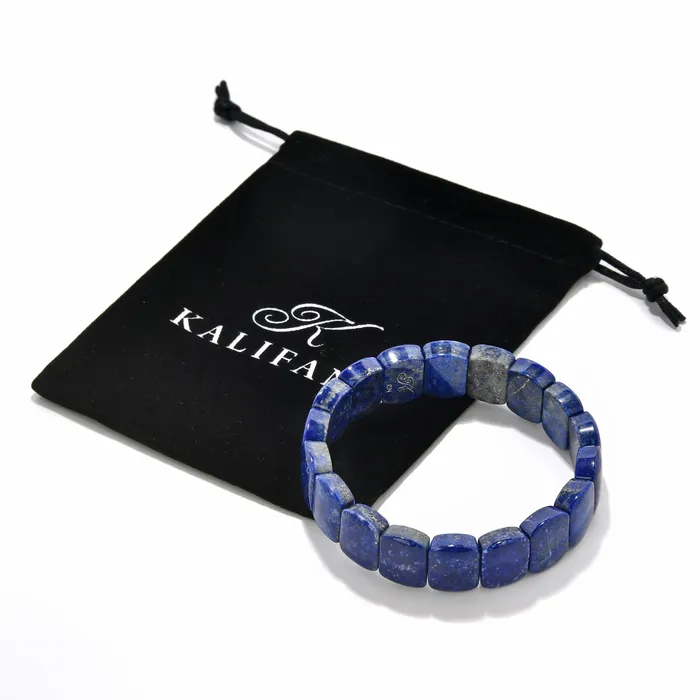 Lapis 15mm Gemstone Elastic Bracelet Kalifano Bracelets