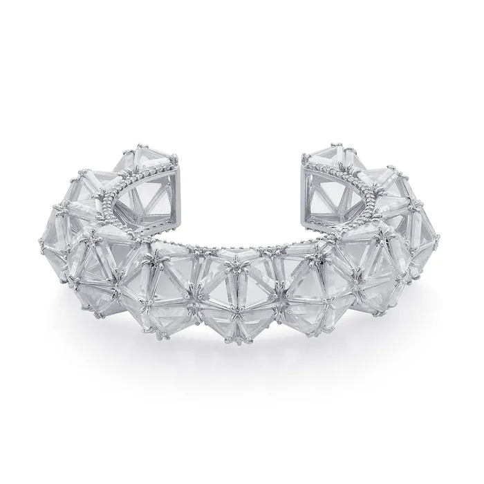 Louvre 925 Silver Rve Crystal Cuff Isharya Modern Indian Jewelry Rings Louvre 925 Silver Rve Crystal Cuff Isharya Modern Indian Jewelry Rings