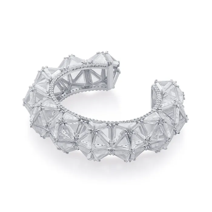 Louvre 925 Silver Rve Crystal Cuff Isharya Modern Indian Jewelry Rings