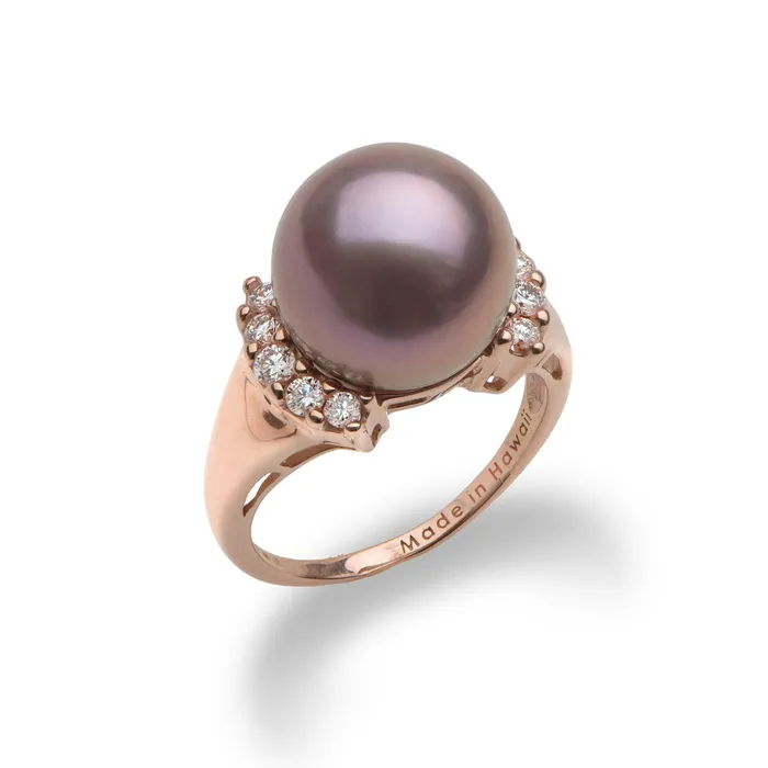 Maui Divers Jewelry Lilac Freshwater Pearl Ring in Rose Gold with Diamonds 1213mm Rings