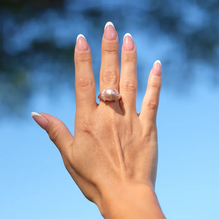 Maui Divers Jewelry Lilac Freshwater Pearl Ring in Rose Gold with Diamonds 1213mm Rings Maui Divers Jewelry Lilac Freshwater Pearl Ring in Rose Gold with Diamonds 1213mm Rings