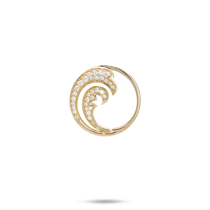 Maui Divers Jewelry Necklaces Nalu Pendant in Gold with Diamonds 18mm
