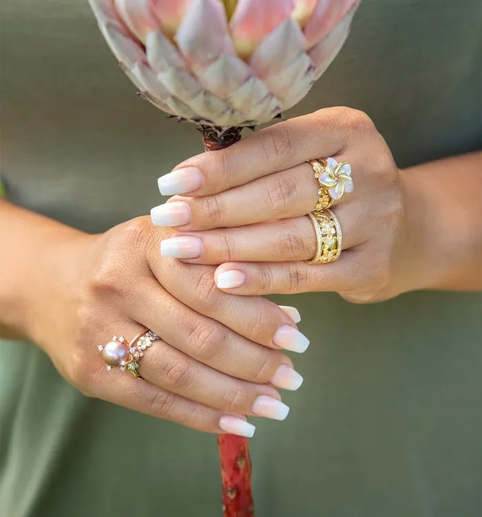 Maui Divers Jewelry Rings Protea Lilac Freshwater Pearl Ring in Rose Gold with Diamonds 1011mm