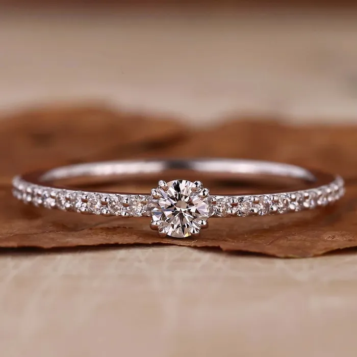 Minimalist Engagement Ring Round Lab Grown Diamond Ring for Women Diamondrensu Rings Minimalist Engagement Ring Round Lab Grown Diamond Ring for Women Diamondrensu Rings
