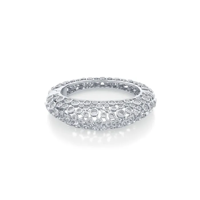 Modern Maharani Silver Oval Hinge Bangle Isharya Modern Indian Jewelry Rings Modern Maharani Silver Oval Hinge Bangle Isharya Modern Indian Jewelry Rings
