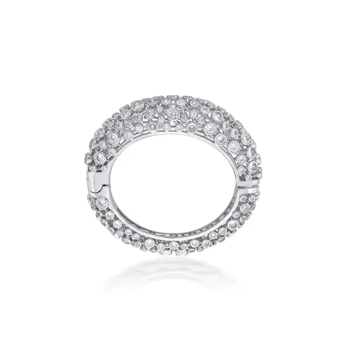 Modern Maharani Silver Oval Hinge Bangle Isharya Modern Indian Jewelry Rings