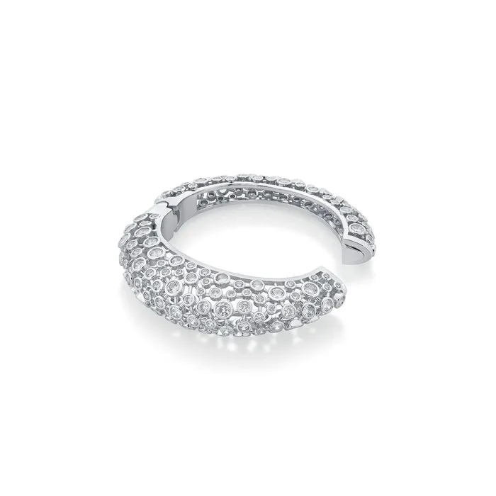 Modern Maharani Silver Oval Hinge Bangle Isharya Modern Indian Jewelry Rings