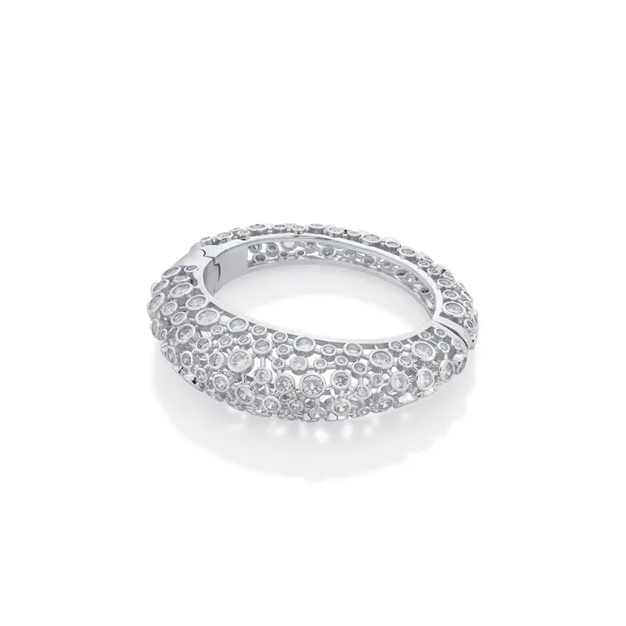 Modern Maharani Silver Oval Hinge Bangle Isharya Modern Indian Jewelry Rings