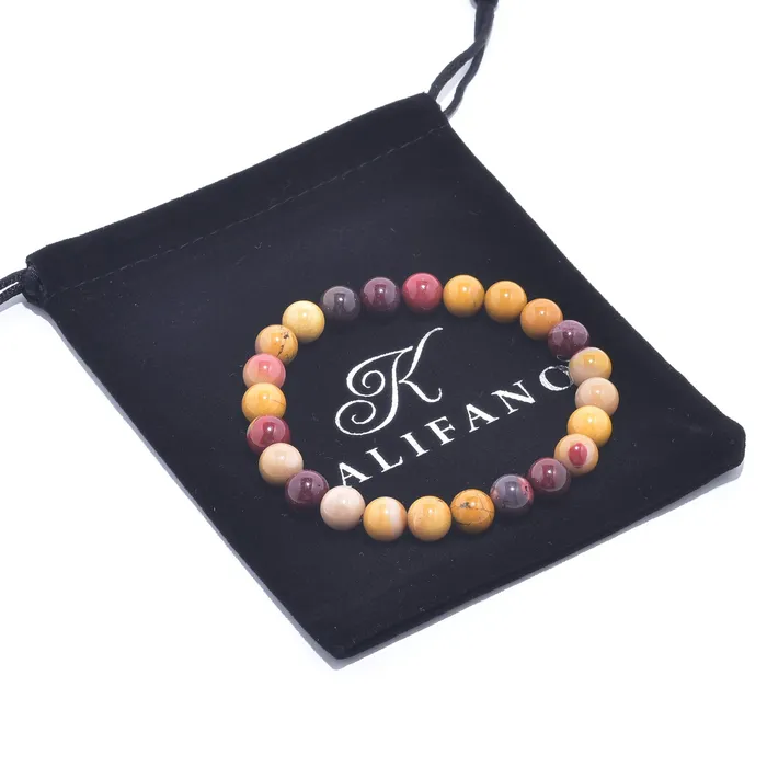 Natural Mookaite 8 mm Beaded Gemstone Bracelet Kalifano Bracelets