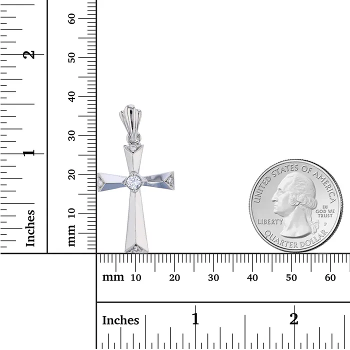 Necklaces 14K White Gold 38x20MM Cross Pendant DecadenceJewelry