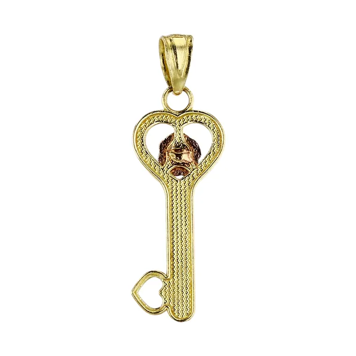 Necklaces DecadenceJewelry 14K Yellow Rose Gold I Love You Rose Heart Key Pendant Necklaces DecadenceJewelry 14K Yellow Rose Gold I Love You Rose Heart Key Pendant