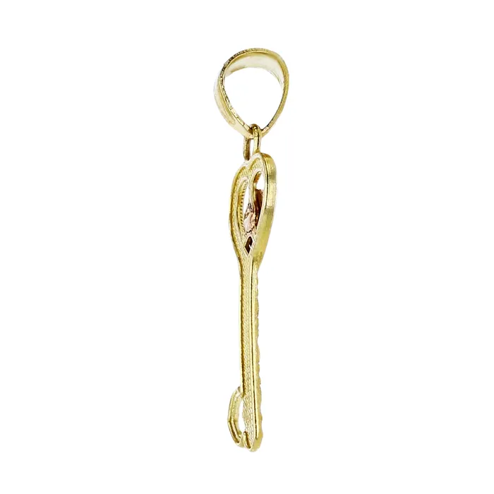 Necklaces DecadenceJewelry 14K Yellow Rose Gold I Love You Rose Heart Key Pendant Necklaces DecadenceJewelry 14K Yellow Rose Gold I Love You Rose Heart Key Pendant