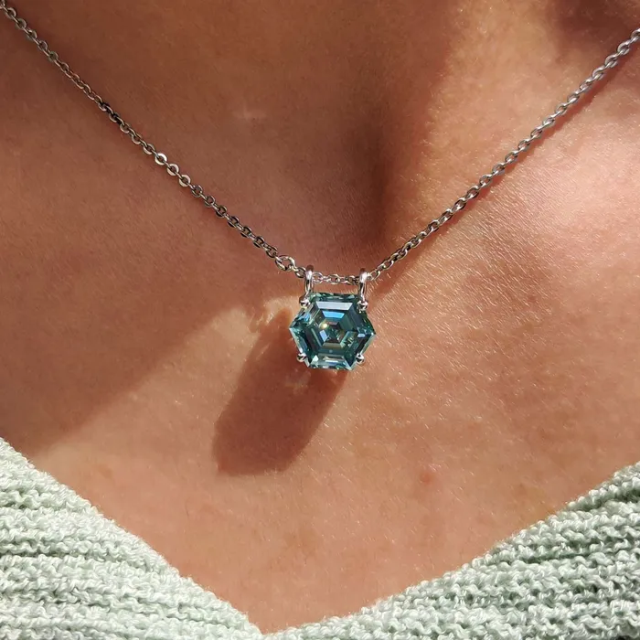 Necklaces Hexagon Cut Moissanite Wedding Pendant Diamondrensu