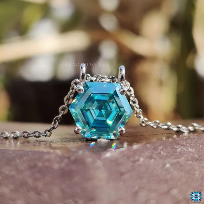 Necklaces Hexagon Cut Moissanite Wedding Pendant Diamondrensu
