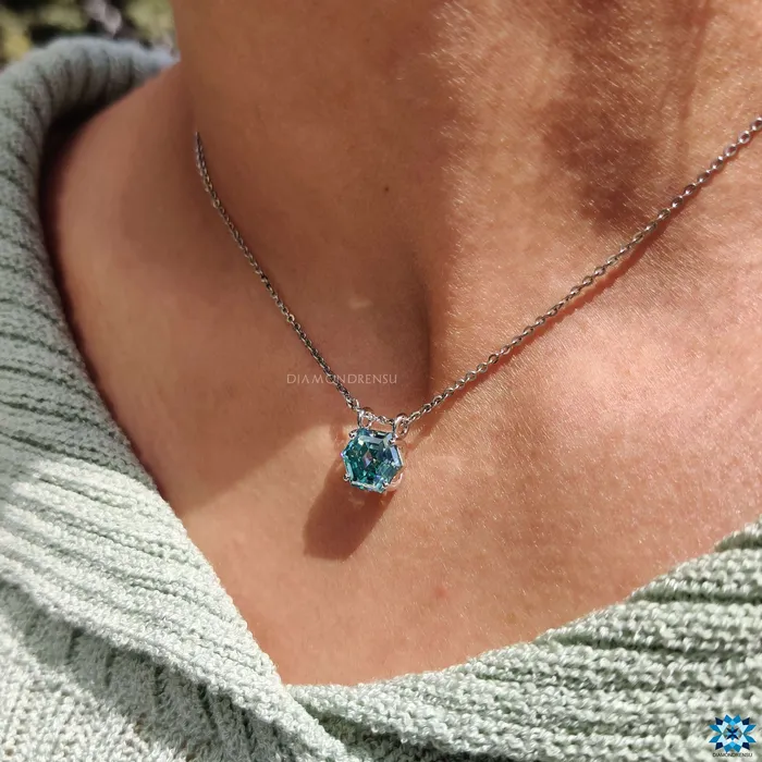 Necklaces Hexagon Cut Moissanite Wedding Pendant Diamondrensu