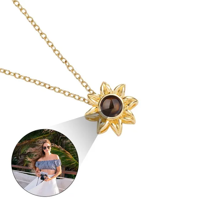 Necklaces Hidden Forever Custom Floral Glow Hidden Photo Necklace