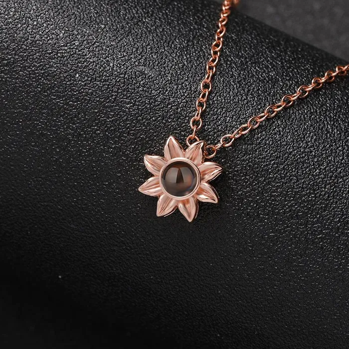 Necklaces Hidden Forever Custom Floral Glow Hidden Photo Necklace