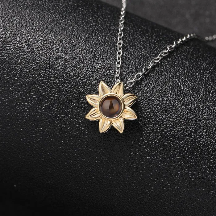 Necklaces Hidden Forever Custom Floral Glow Hidden Photo Necklace