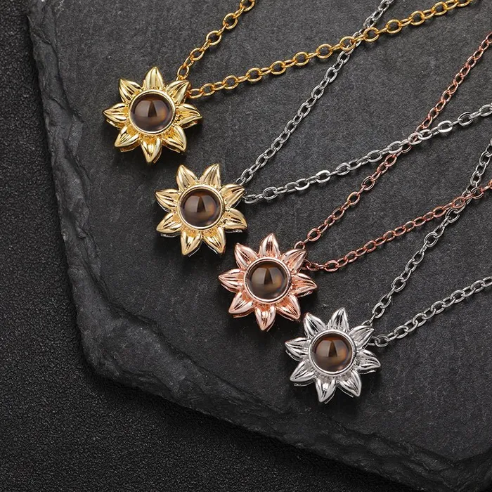 Necklaces Hidden Forever Custom Floral Glow Hidden Photo Necklace