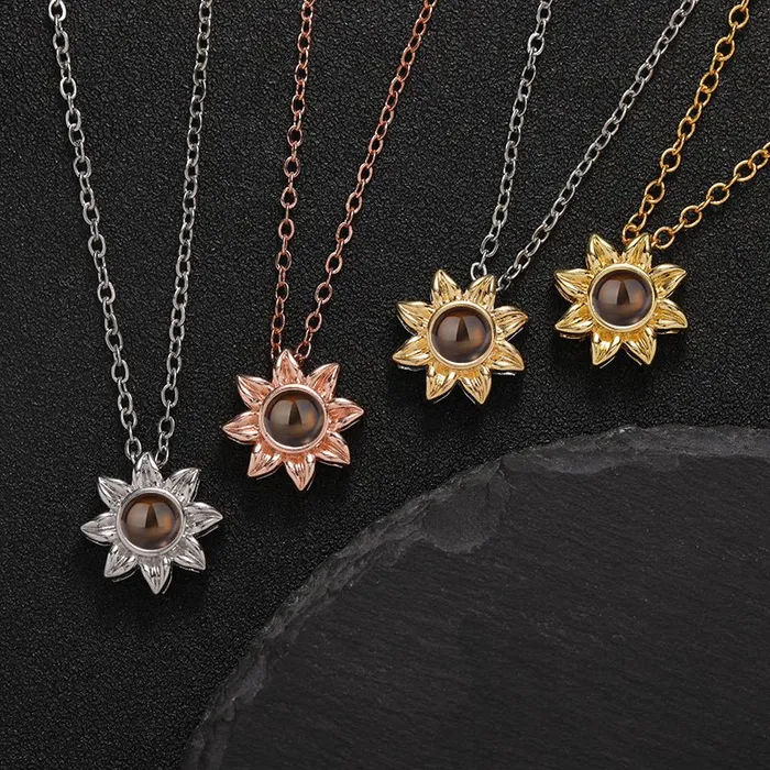 Necklaces Hidden Forever Custom Floral Glow Hidden Photo Necklace